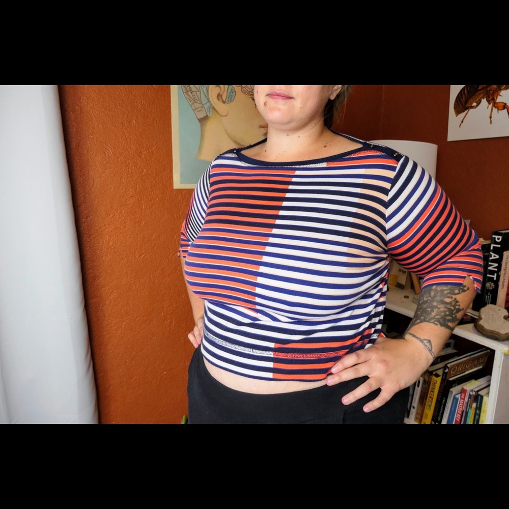 size petite M modern striped cotton shirt